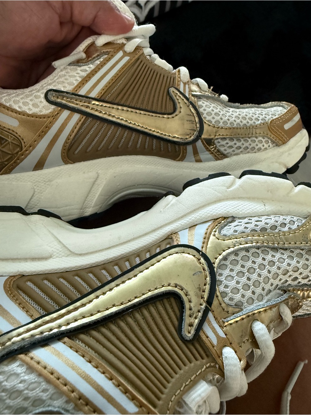 Nike Women's White & Gold Athletic Running Sneakers - Picture 2 of 12